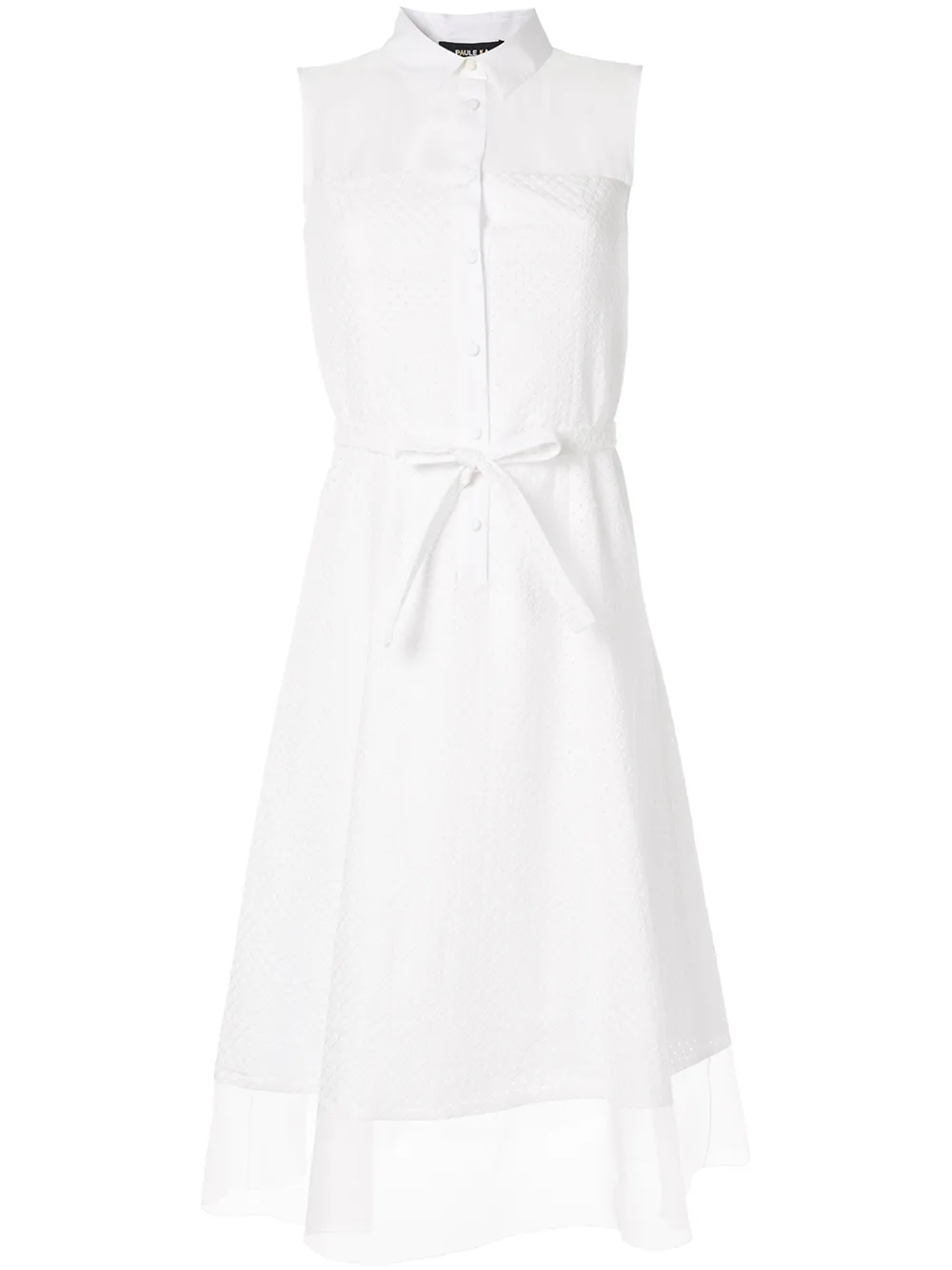 Paule Ka Tops PAULE KA HEMDKLEID MIT LOCHSTICKEREIEN - WEIß