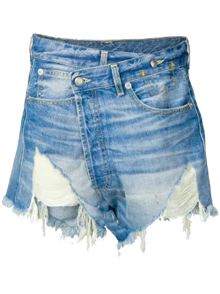 crossover denim shorts