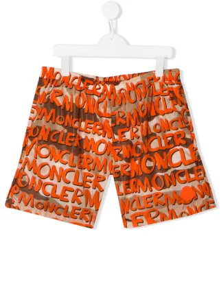 orange moncler shorts