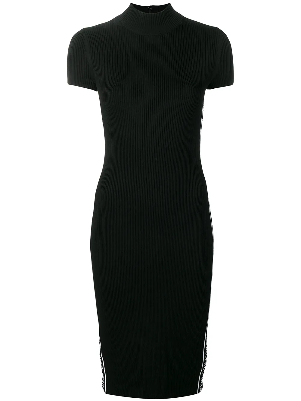 logo tape ribbed knit dress