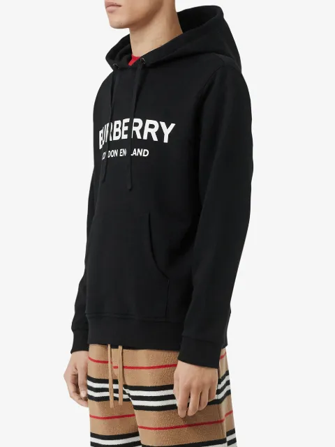 BURBERRY LOGO PRINT COTTON HOODIE