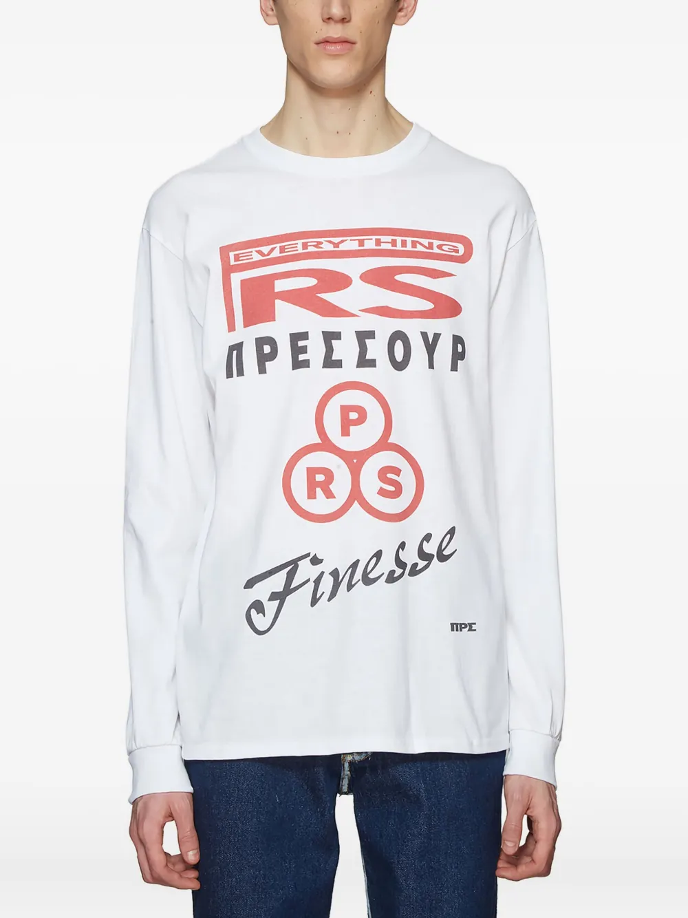  Pressure Graphic Print Long Sleeve T Shirt   Weiß 