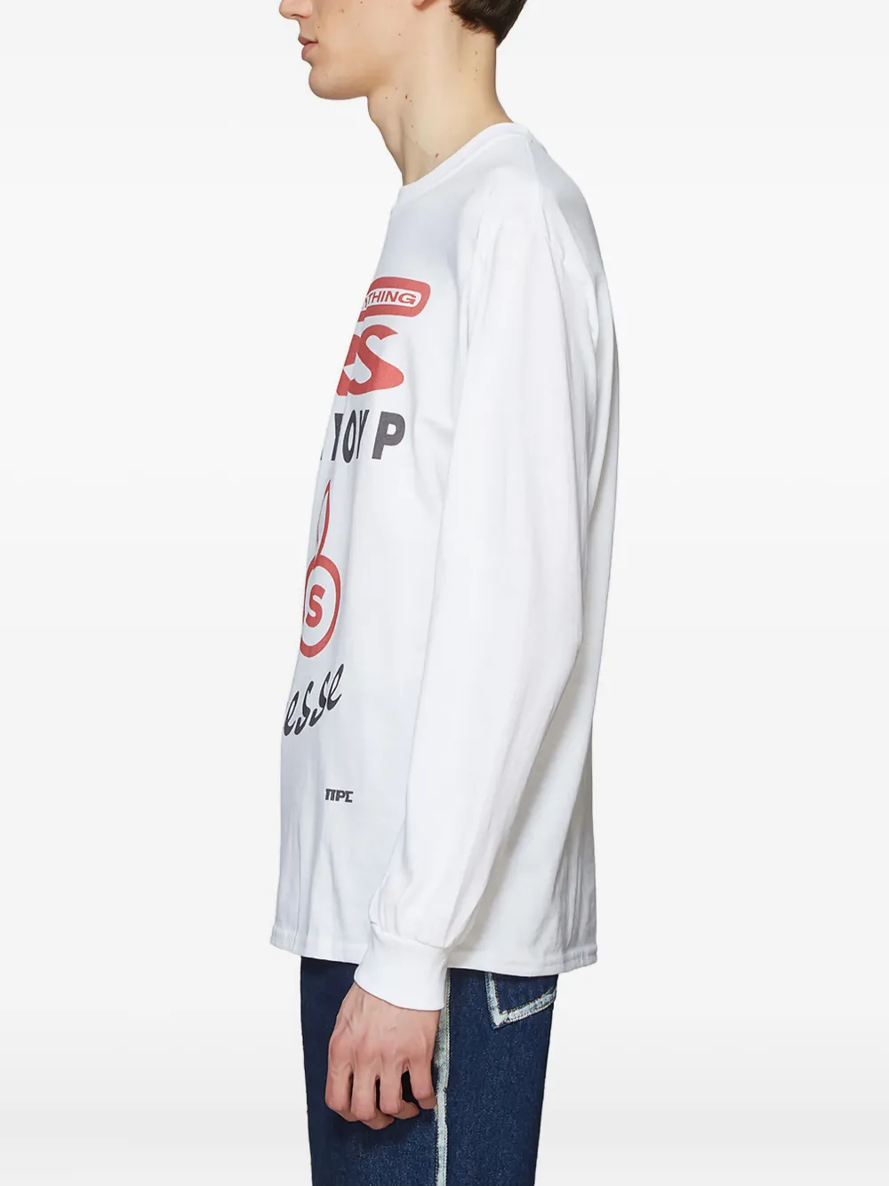  Pressure Graphic Print Long Sleeve T Shirt   Weiß 