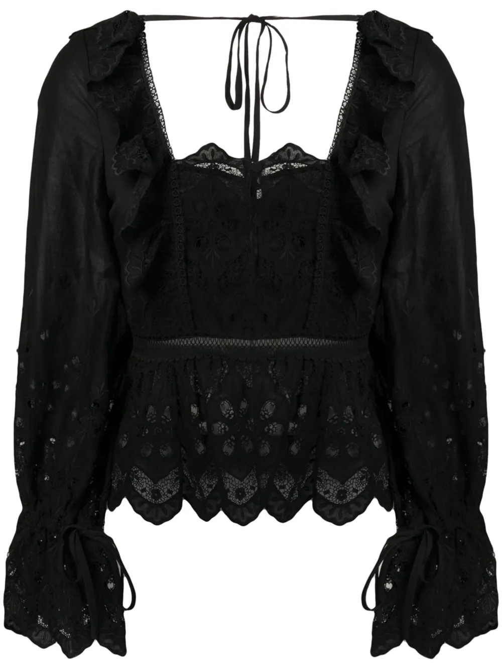Self-Portrait lace embroidered blouse | Black | Image 1