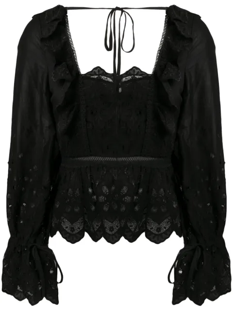 Self-Portrait lace embroidered blouse