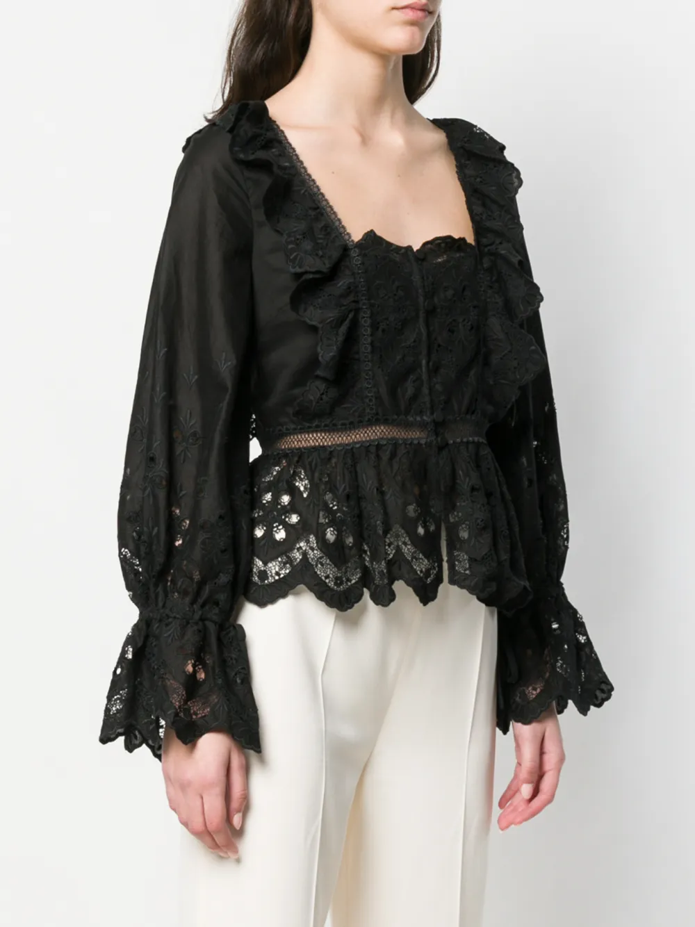Self-Portrait Blouse met geborduurd kant Zwart