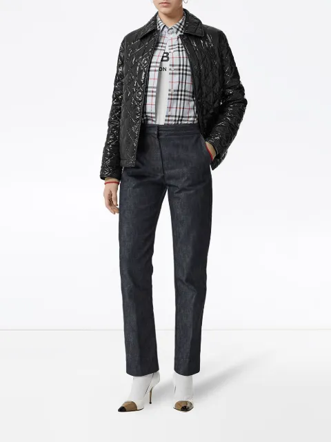 monogram motif diamond quilted jacket