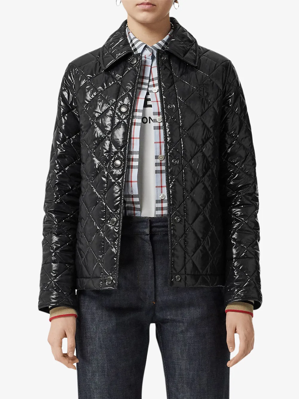 monogram motif diamond quilted jacket