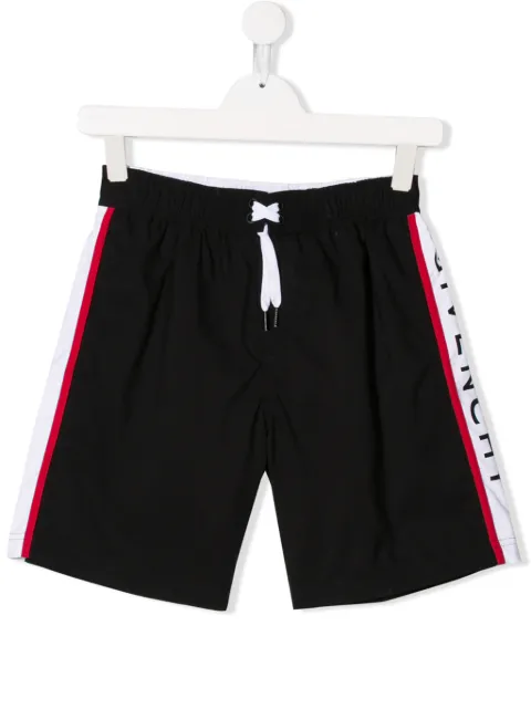 Givenchy Kids TEEN logo stripe swim shorts