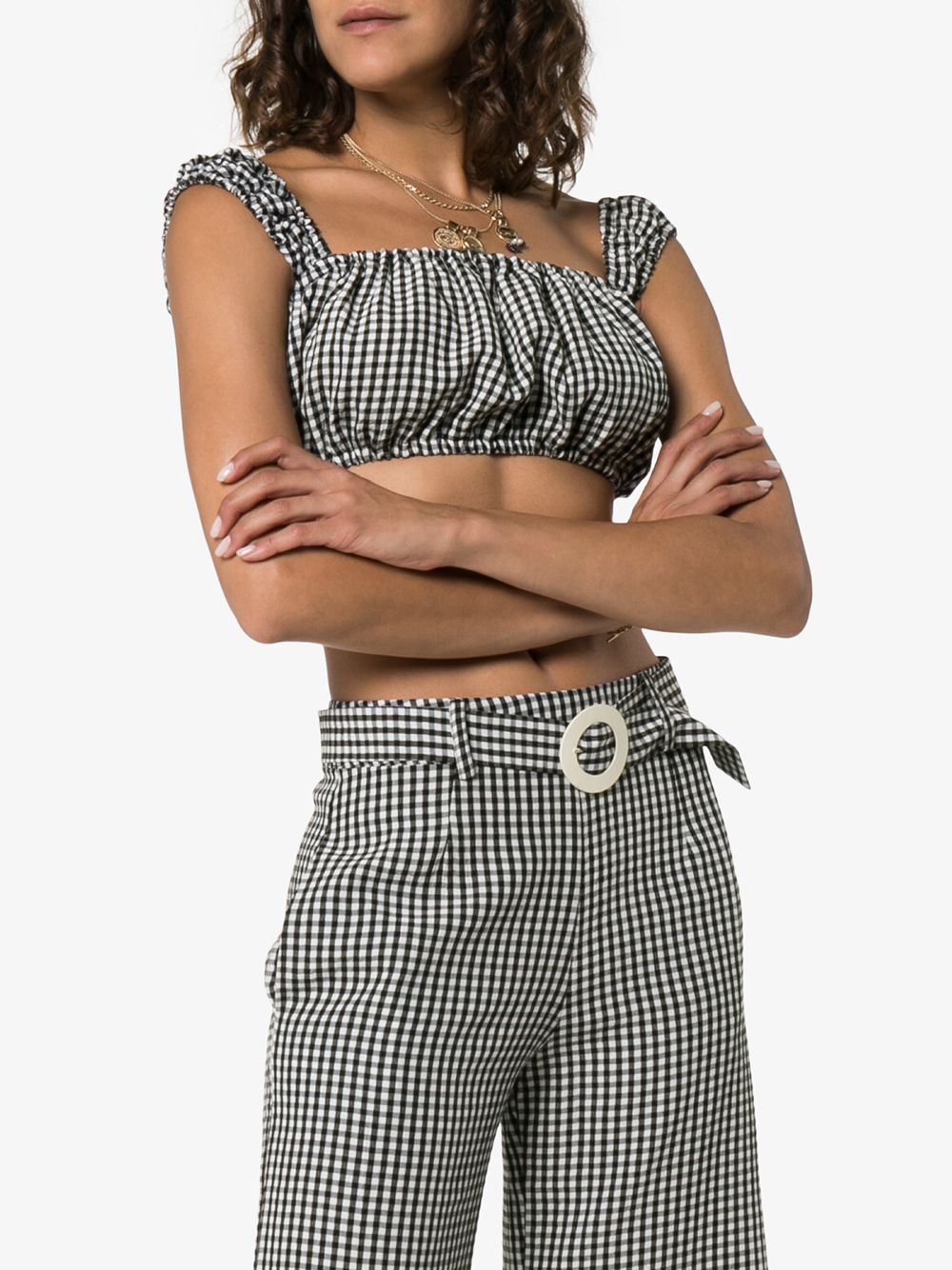 фото Solid & Striped топ в клетку гингем с открытыми плечами