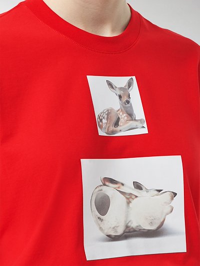 Burberry Deer Print Cotton T-shirt red | MODES