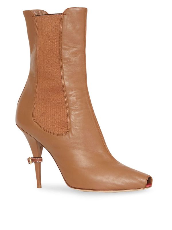 Burberry Leather Peep-toe Ankle Boots 