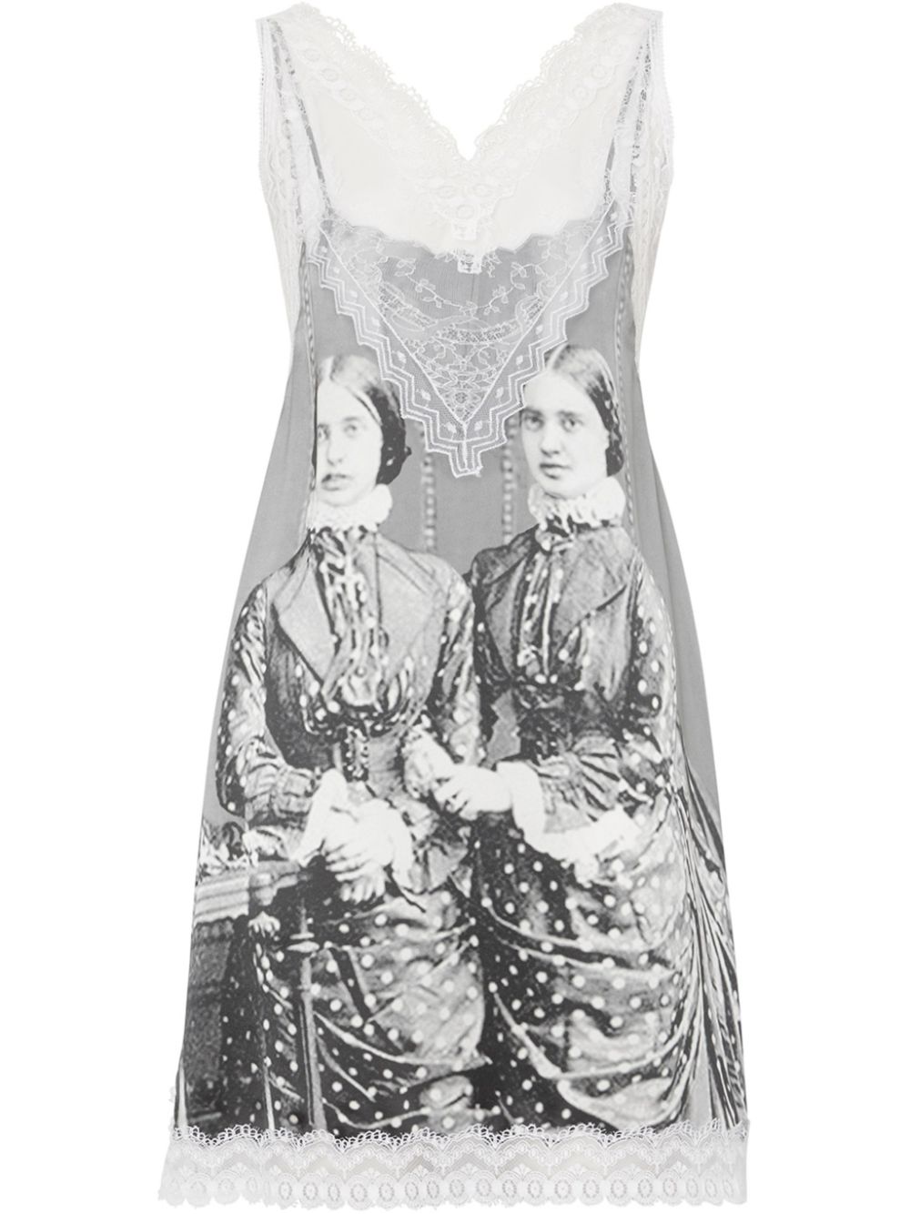фото Burberry платье-комбинация с кружевной отделкой и принтом