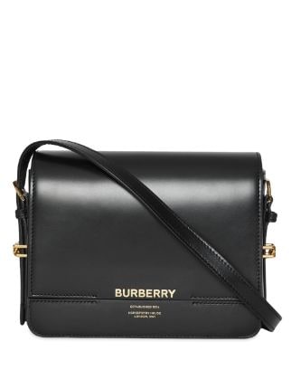 Burberry Grace Leather Shoulder Bag, Black