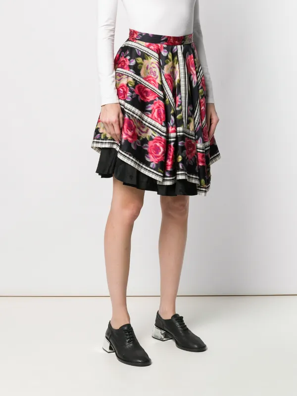 Comme Des Gar ons Pre Owned 1989 Layered Floral Skirt Farfetch