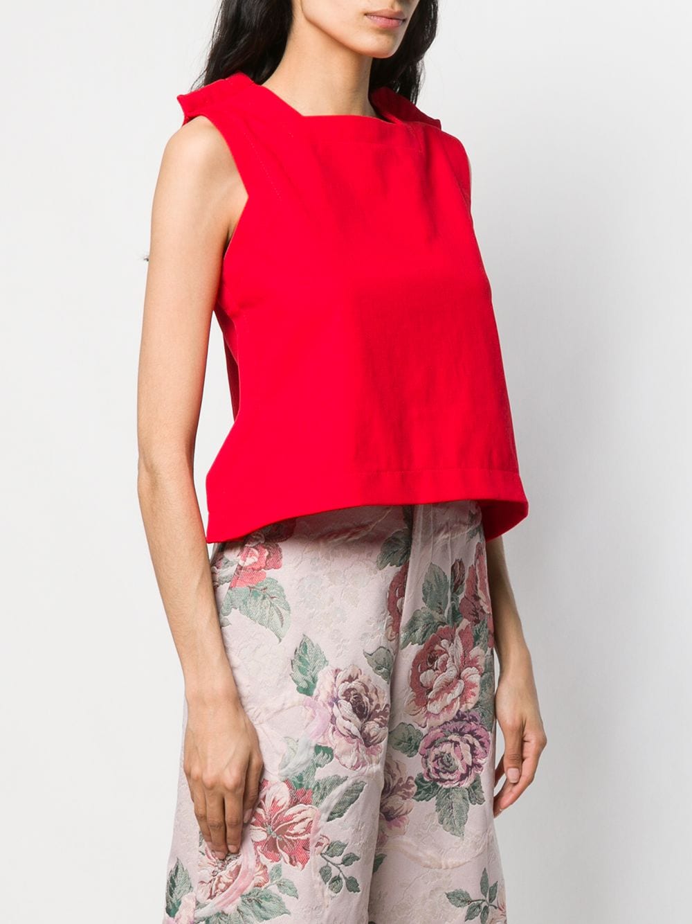 Pre-owned Comme Des Garçons Sleeveless Peplum Top In Red