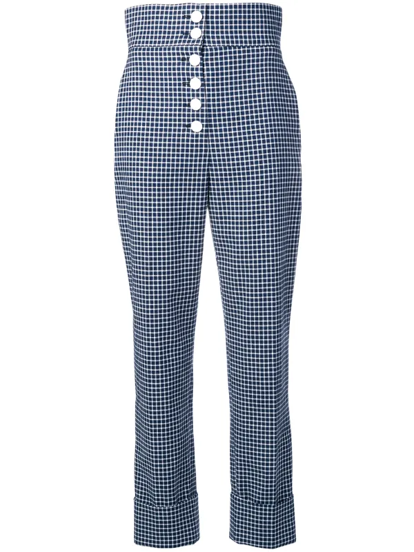 high waisted checked trousers
