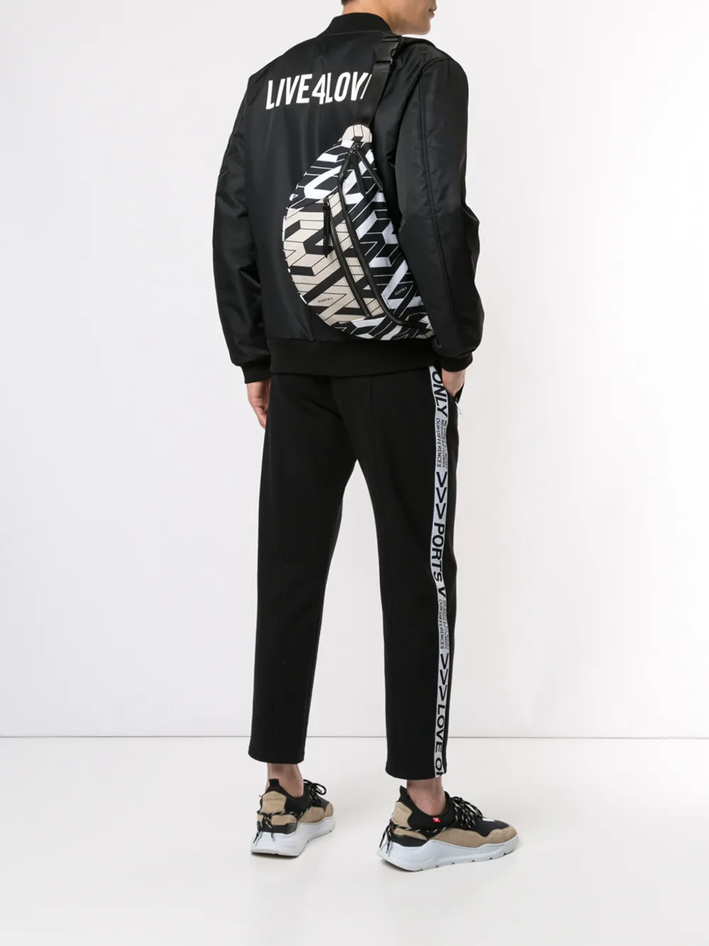  Ports V Bomberjacke Mit Slogan   Schwarz 