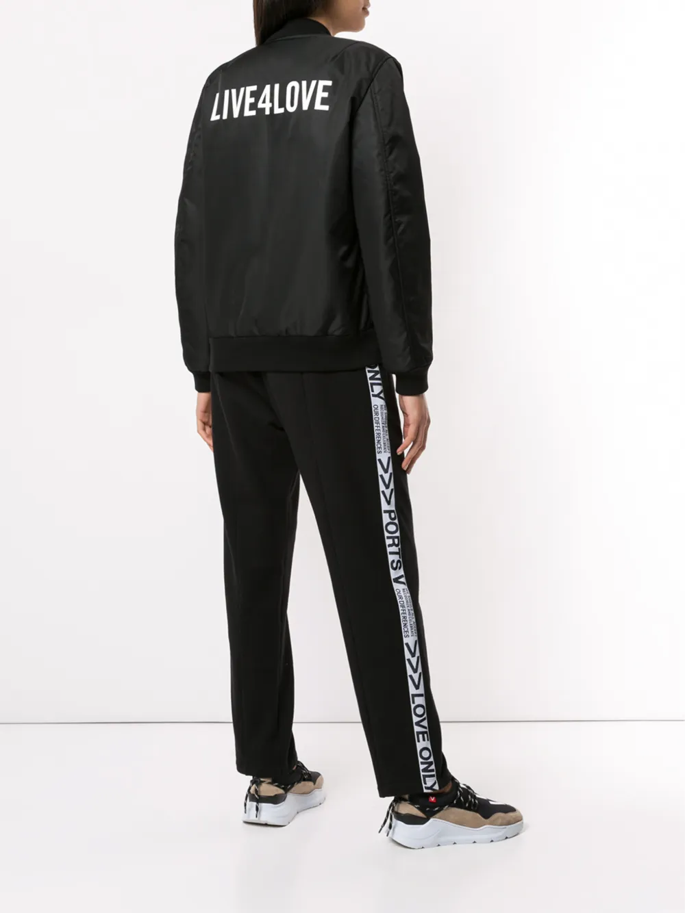  Ports V Bomberjacke Mit Slogan   Schwarz 