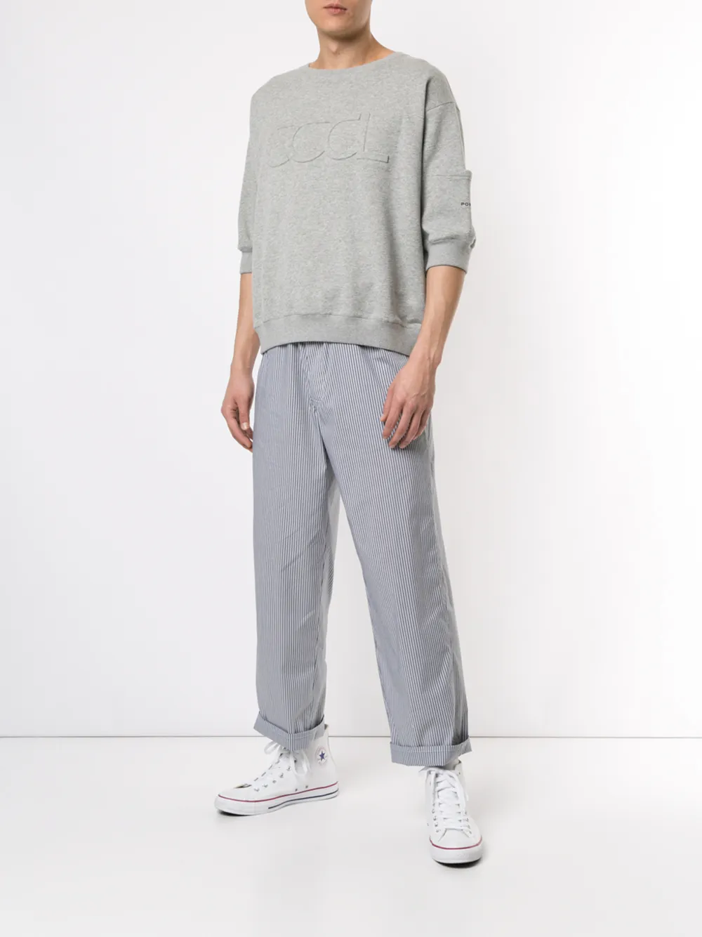  Ports V Sweatshirt Mit Stickerei   Grau 