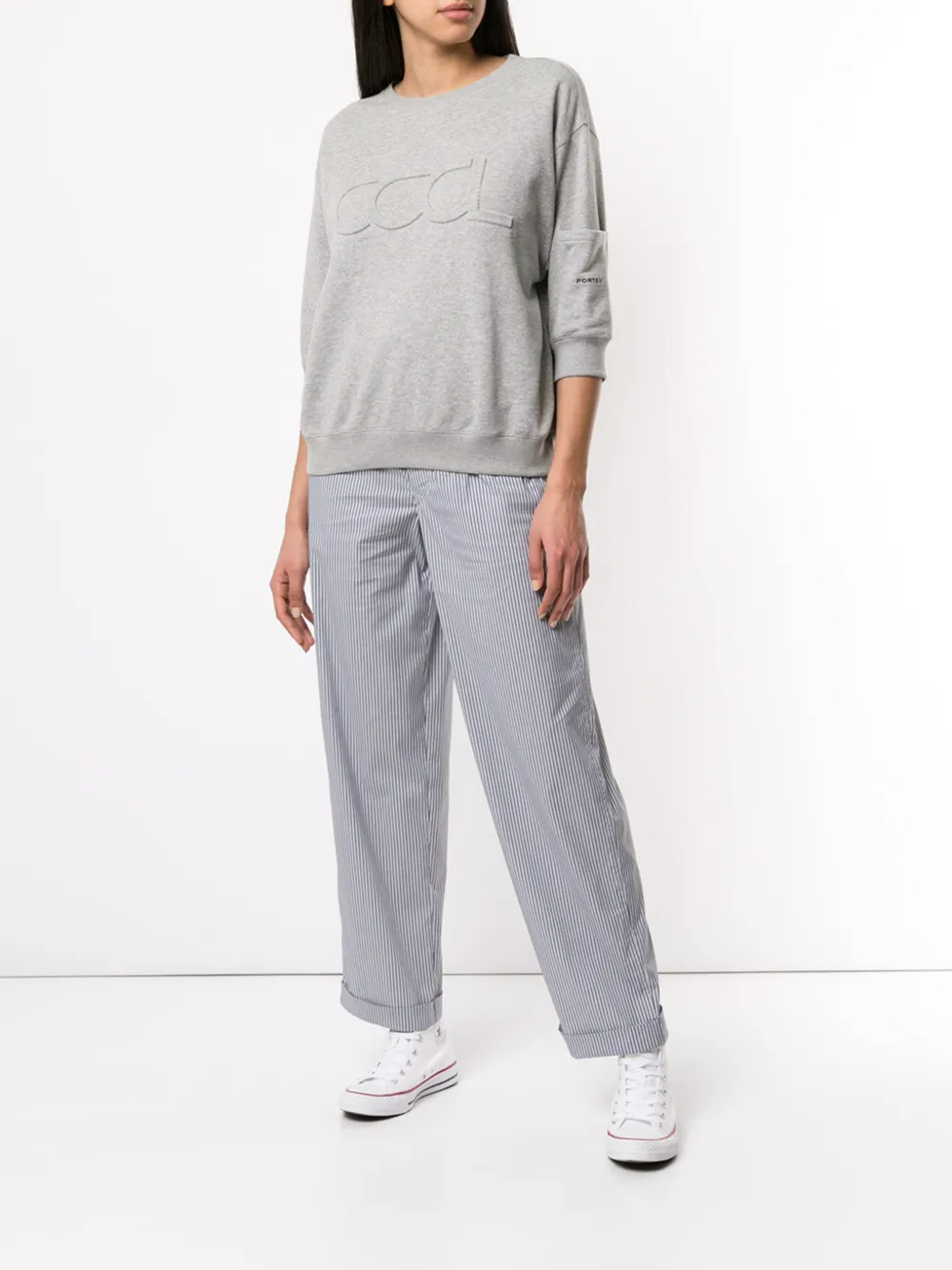  Ports V Sweatshirt Mit Stickerei   Grau 