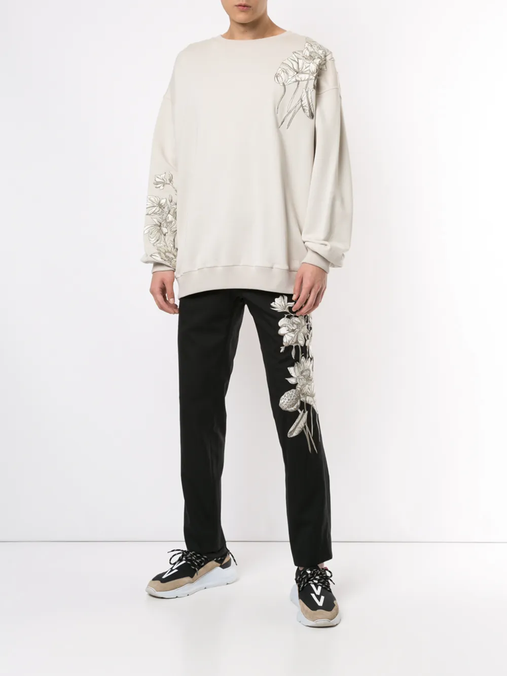 Ports V Broek met borduurwerk Zwart