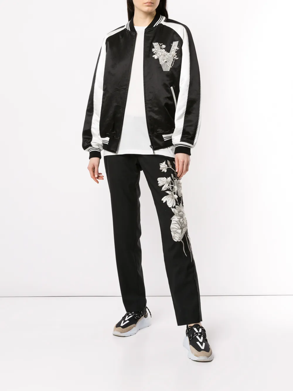 Ports V Broek met borduurwerk Zwart
