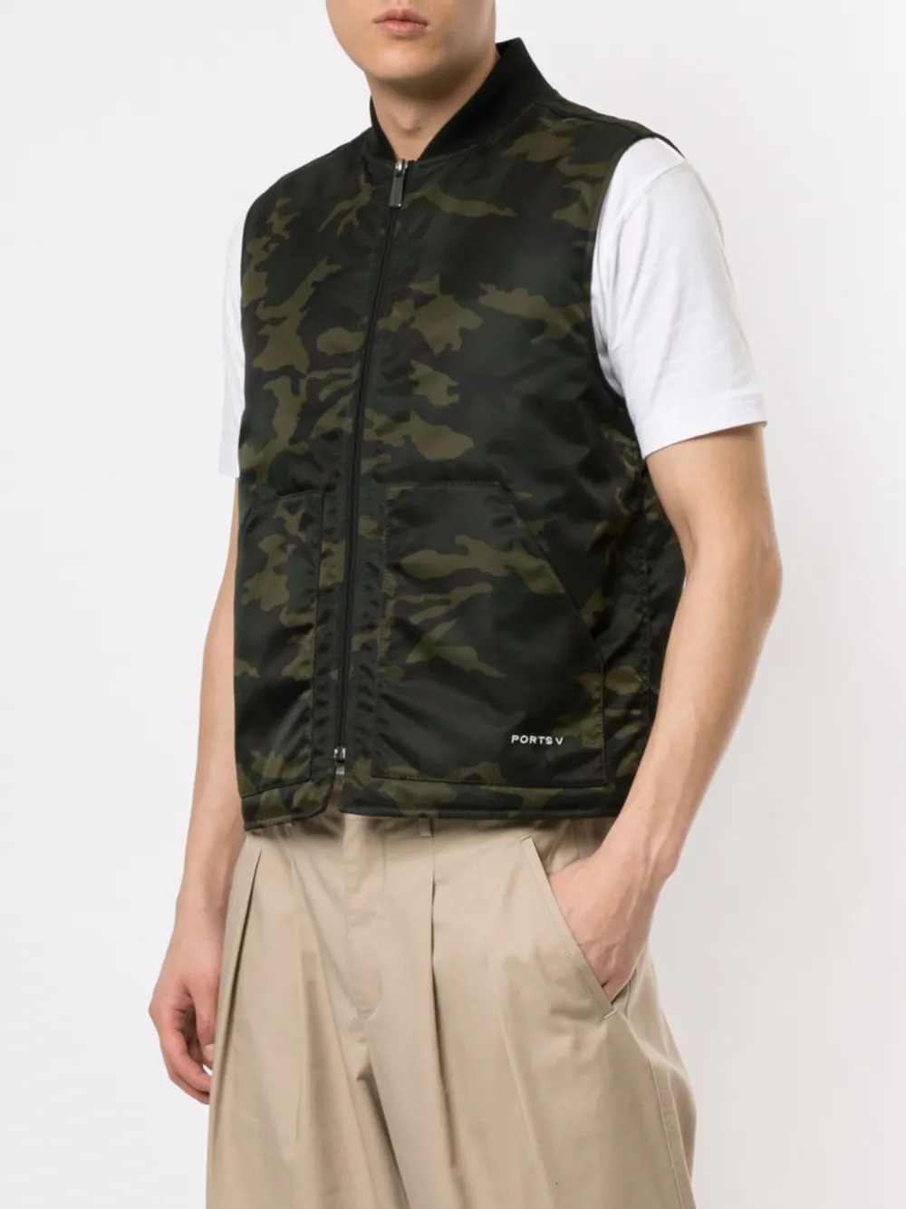 Ports V Bodywarmer met camouflageprint Groen