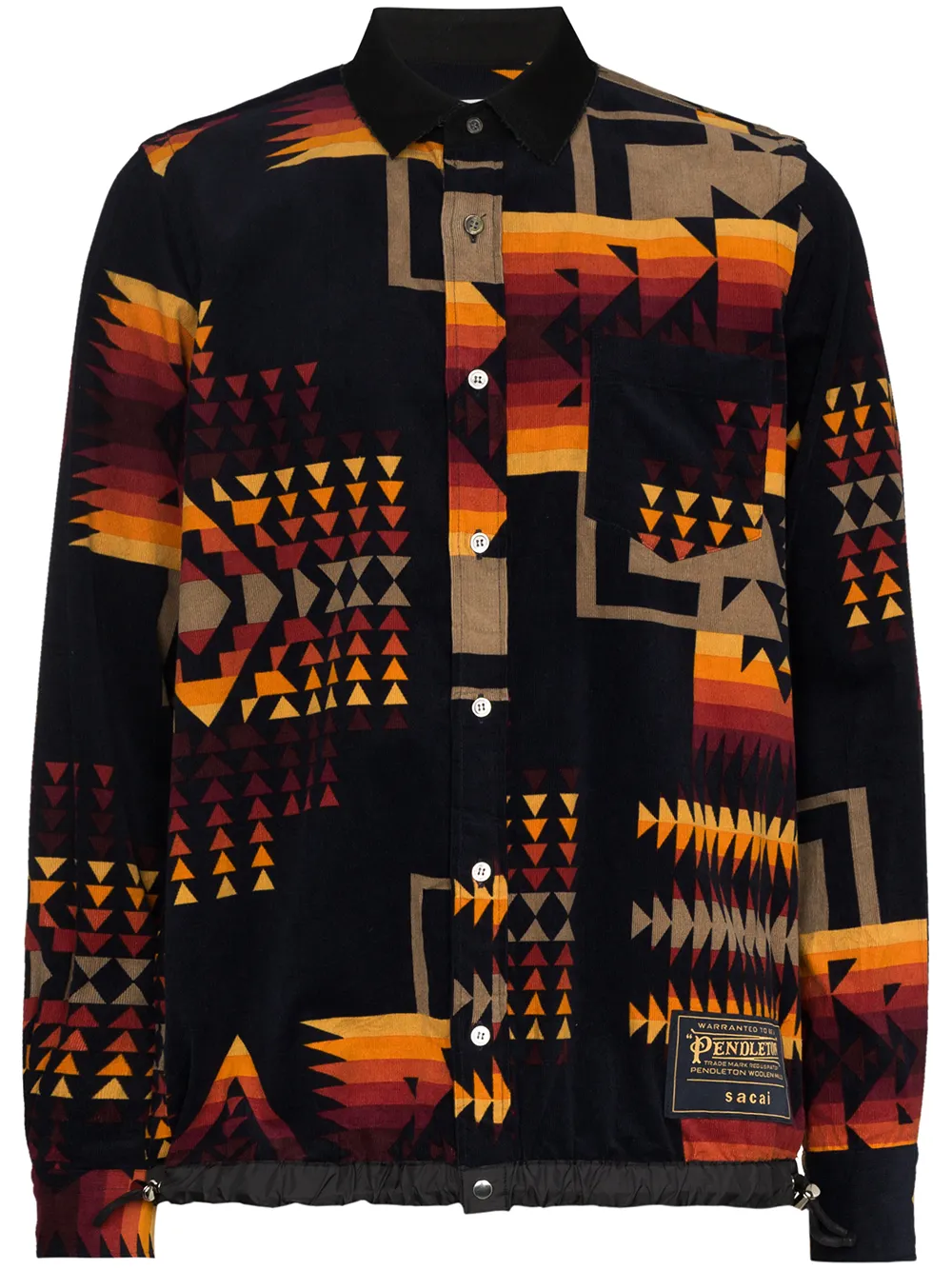 Sacai X Pendleton Print Shirt In Black | ModeSens