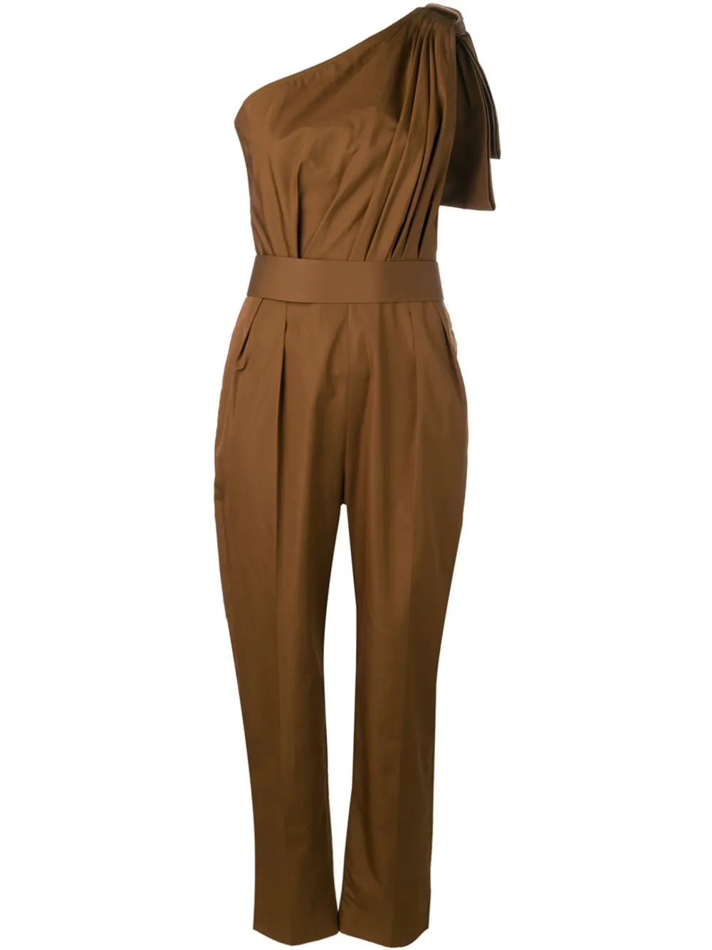 Max Mara Suits MAX MARA ONE-SHOULDER JUMPSUIT - BROWN