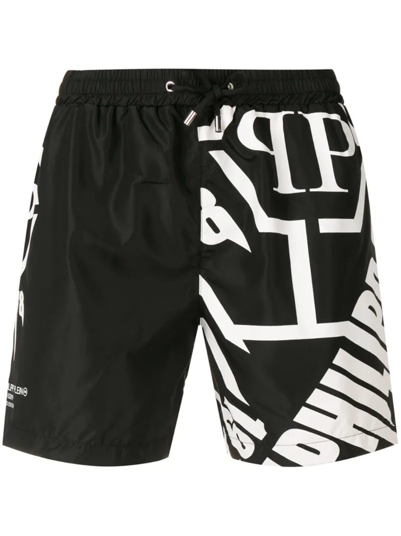 Philipp Plein – logo print swim shorts – men – Polyester/Spandex/Elastane/Polyamide – XL – Black