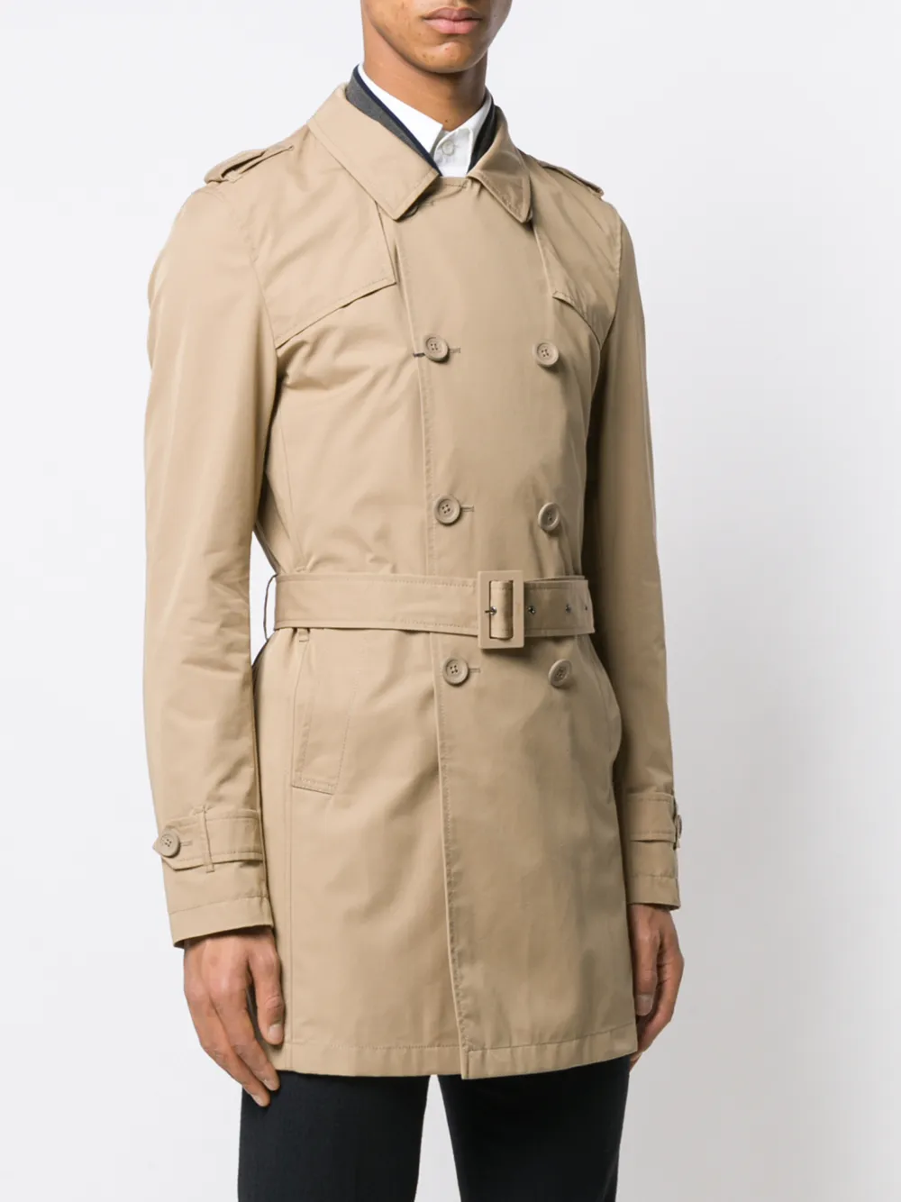 Herno Trenchcoat met dubbele rij knopen Beige