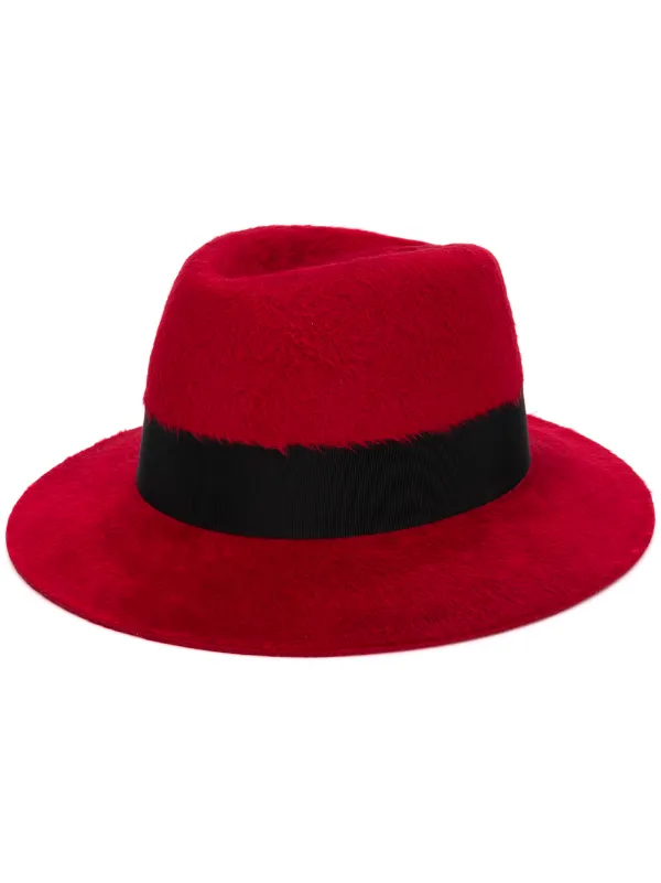 red felt fedora hat