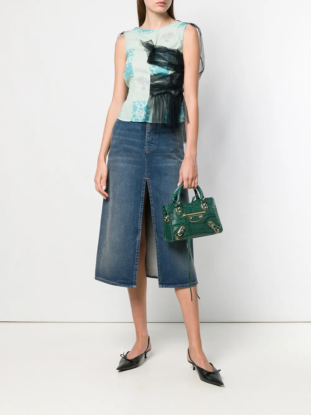 Balenciaga Rok met split - Blauw