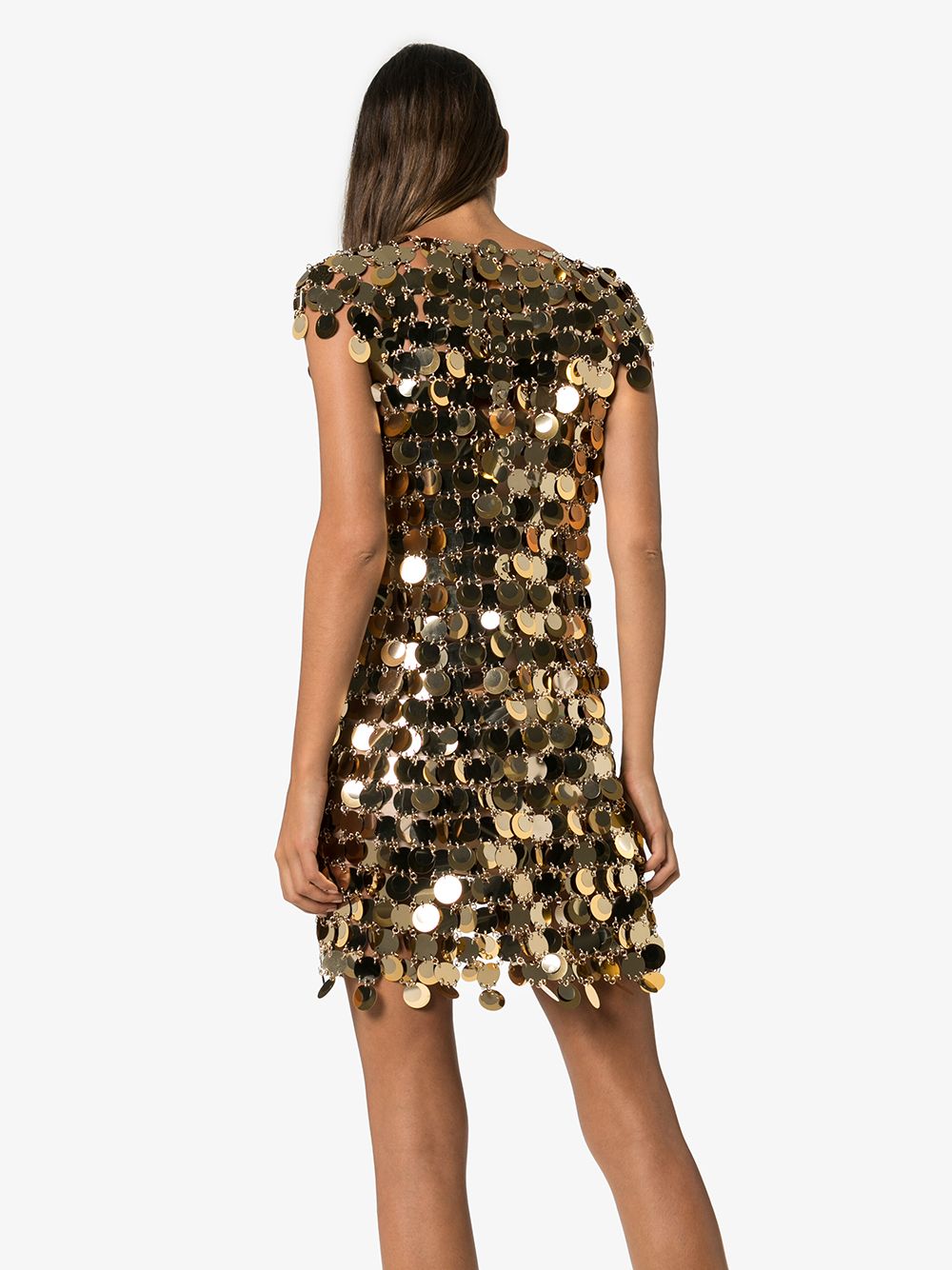Shop Rabanne Chainmail Mini Dress In Gold