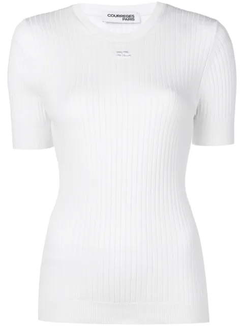 Click to view more detailed imagery on our partner's website CourrÈGes Rib Knit Fitted Top In White