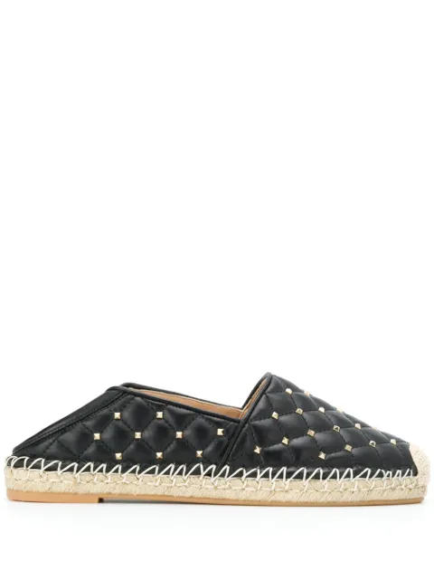 Click to view more detailed imagery on our partner's website Valentino Garavani Rockstud Spike Leather Espadrilles In Black