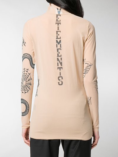 VETEMENTS tattoo printed turtleneck top neutrals | MODES VETEMENTS tattoo printed turtleneck top neutrals | MODES