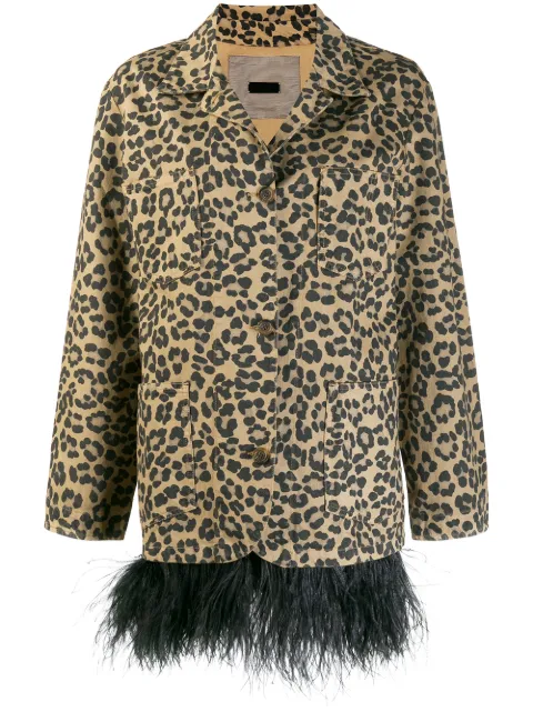 Simonetta Ravizza feather trim leopard print coat
