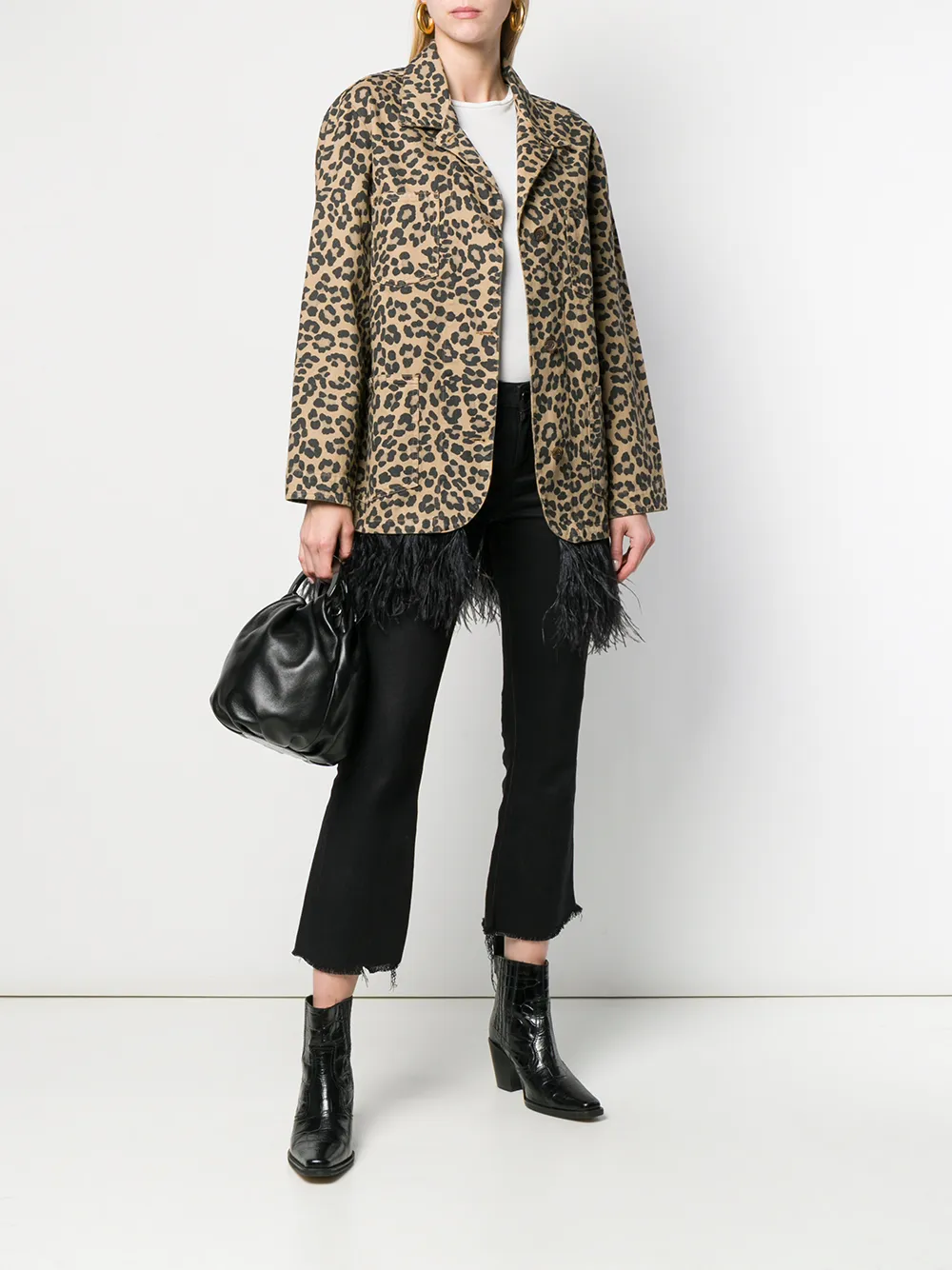 Simonetta Ravizza feather trim leopard print coat | Single Breasted Coats | Image 2