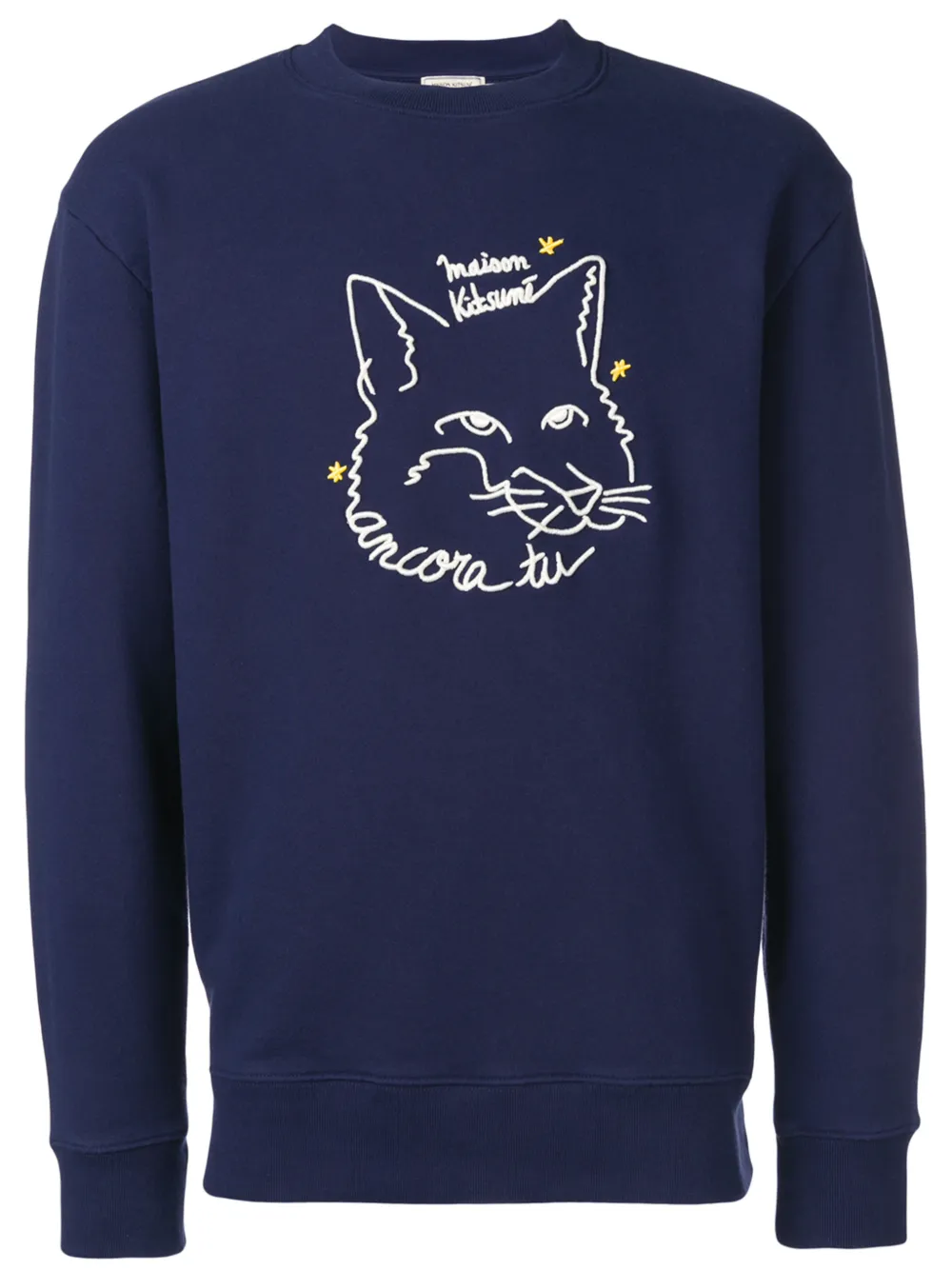 Maison Kitsuné T-shirts MAISON KITSUNÉ EMBROIDERED LOGO SWEATSHIRT - BLUE