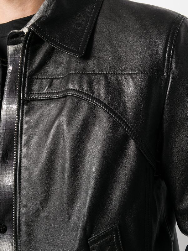 saint laurent leather trucker jacket