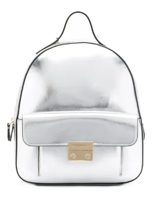 small silver backpack