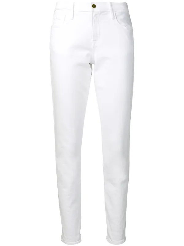 low rise white jeans