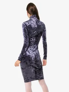 off white blue velvet dress