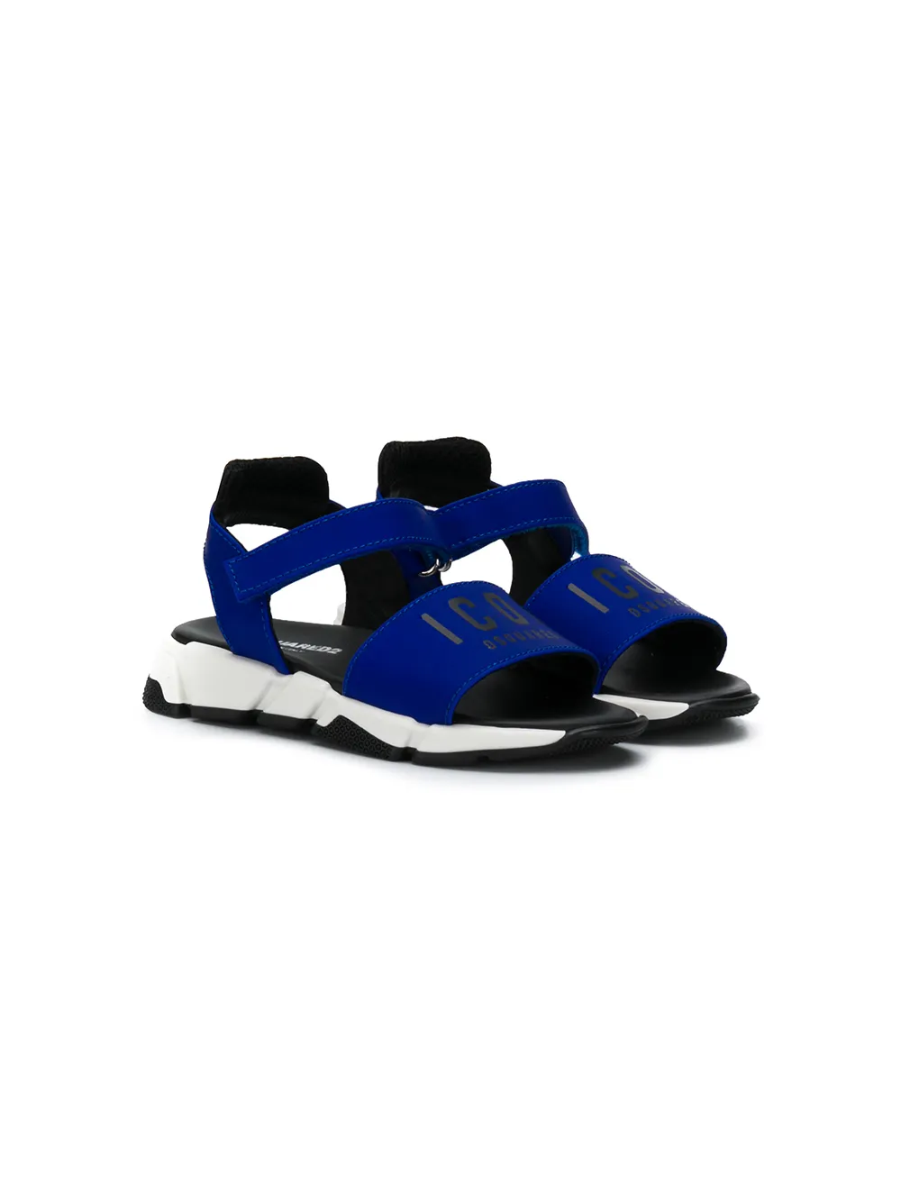 DSQUARED2 KIDS logo touch-strap sandals Blue