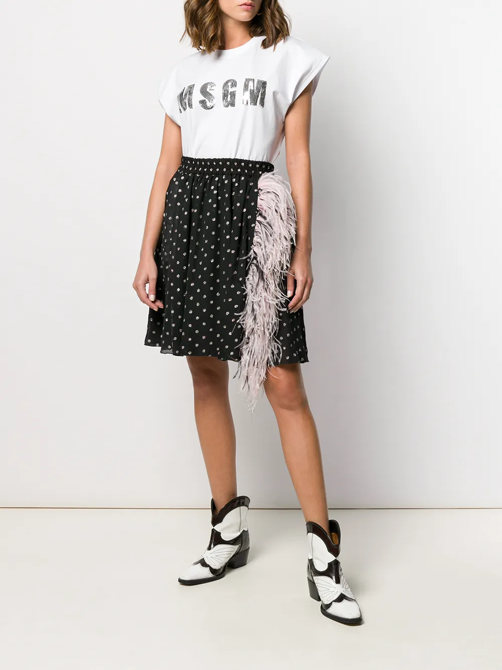 фото Msgm мини-юбка с перьями