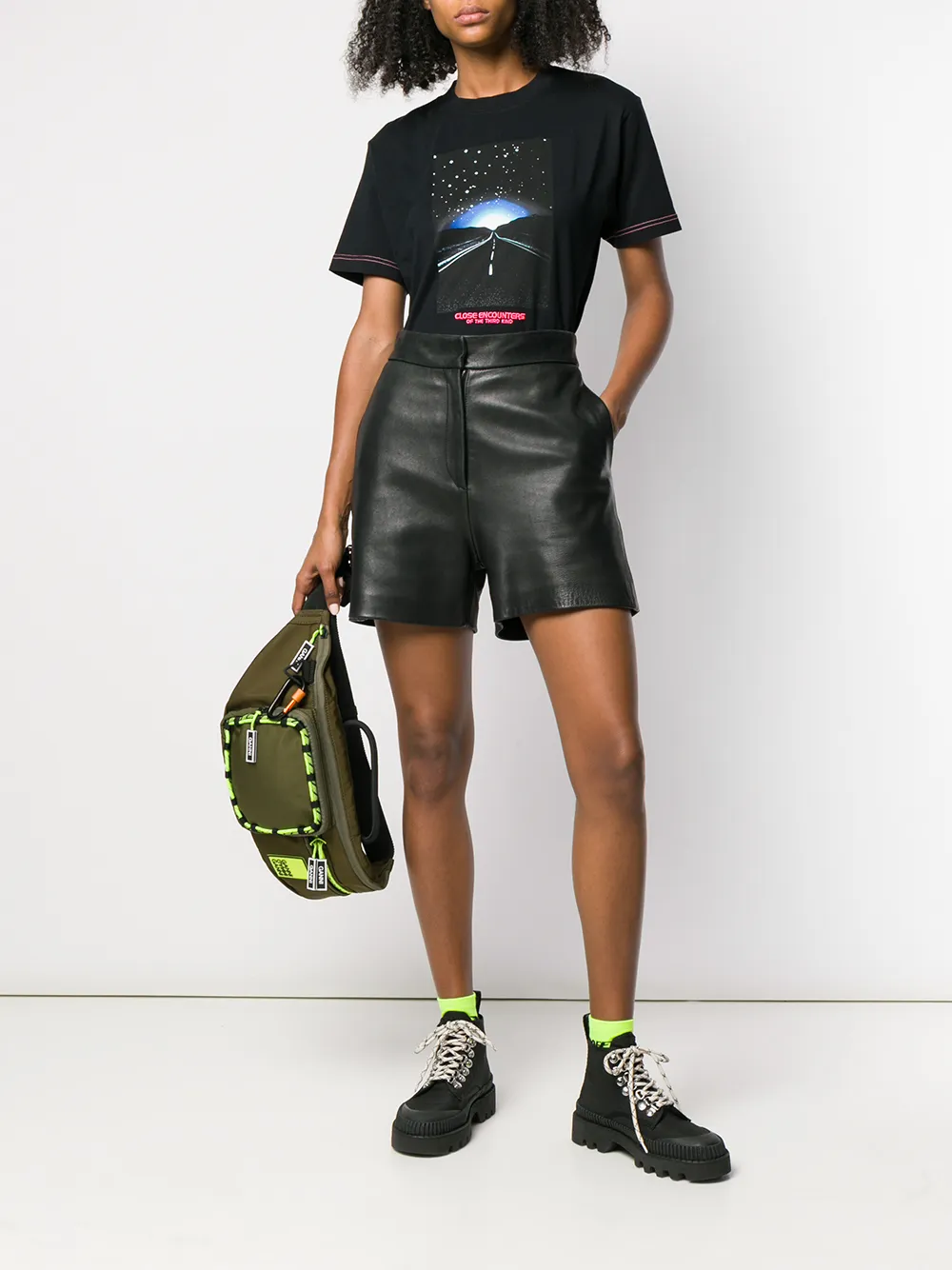 COUNTY OF MILAN T-shirt met contrasterende print Zwart