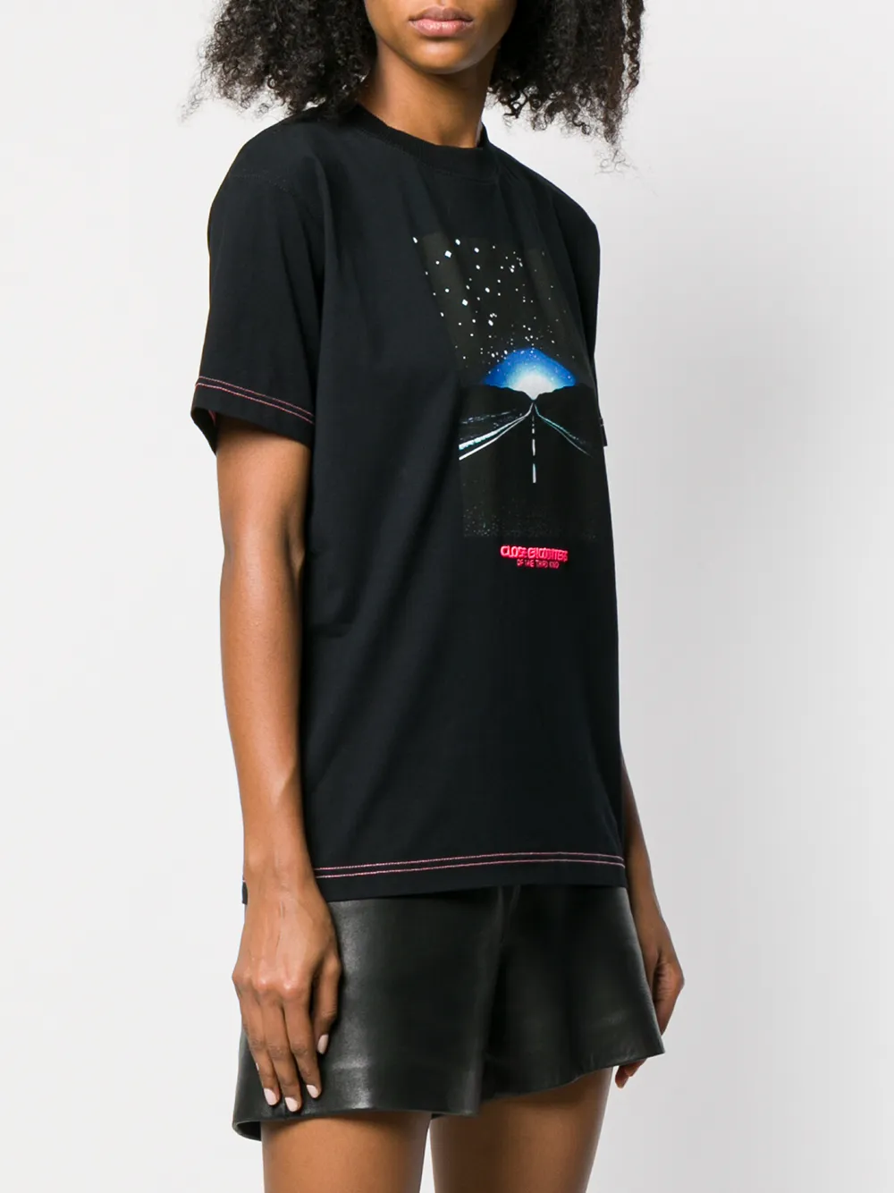 COUNTY OF MILAN T-shirt met contrasterende print Zwart