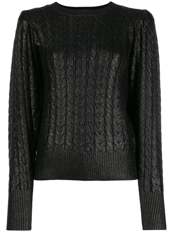 metallic cable knit sweater